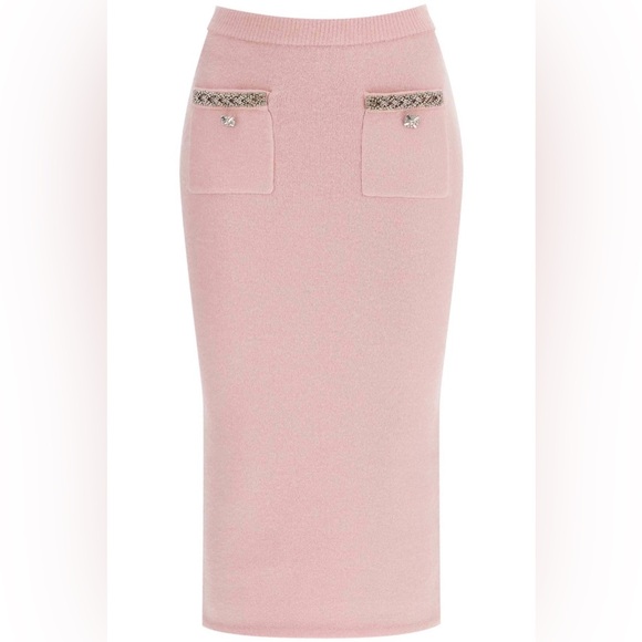 Self-Portrait Blush Pink knit Pencil Skirt size M - Picture 7 of 11